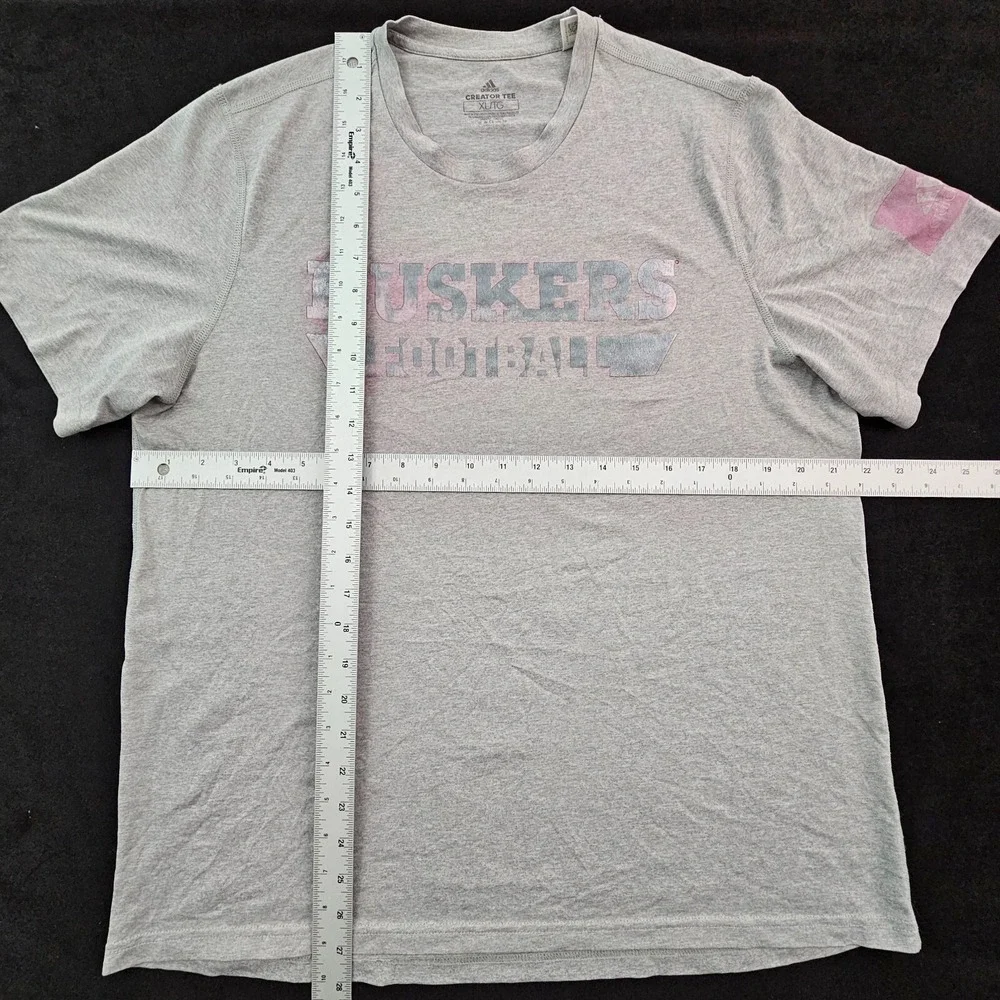 Nebraska Huskers Football adidas Gray Short Sleeve Cotton T-Shirt Men's XL